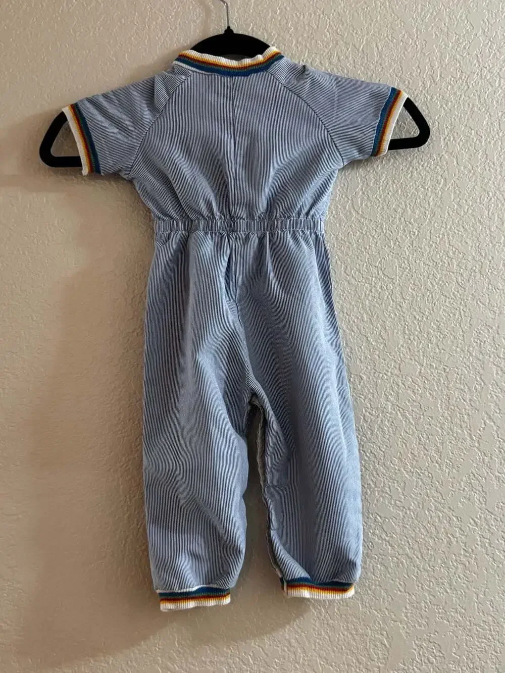 Vintage 70s 80s Carters Rainbow Pinstripe Baseball Romper 18 Months Made in USA